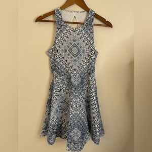Aeropostale blue & white lace sleeveless mini fit flare dress Size Medium